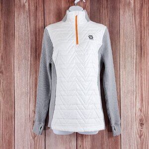 Bjorn Daehlie Womens Size XL Sweater Half Zip Comfy White Gray Wool Blend